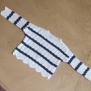 Abercrombie Kids White and Navy Striped Sweater